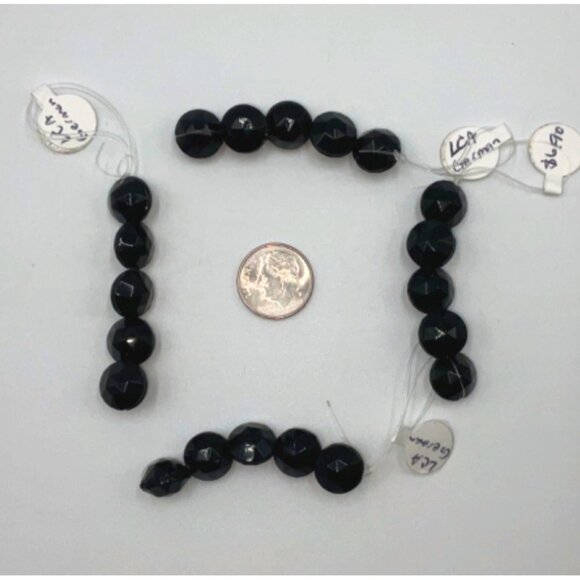 Bead German Glass Round Faceted Black Jewelry Side Drilled - Picture 1 of 3